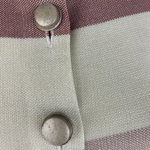 Misook Women's NWT Tan Striped Button Up Long Sleeve Ponte Knit Sweater XS/C40 - Picture 7 of 11